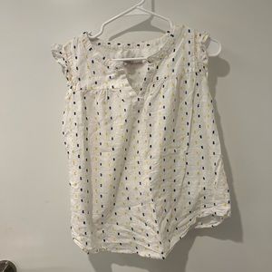 Loft white Blouse with yellow and blue dots
